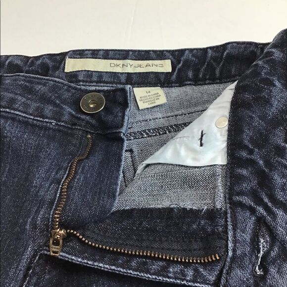 DKNY Denim Jeans High Waist Straight Leg Dark Wash Jeans Size 14 - Picture 10 of 16